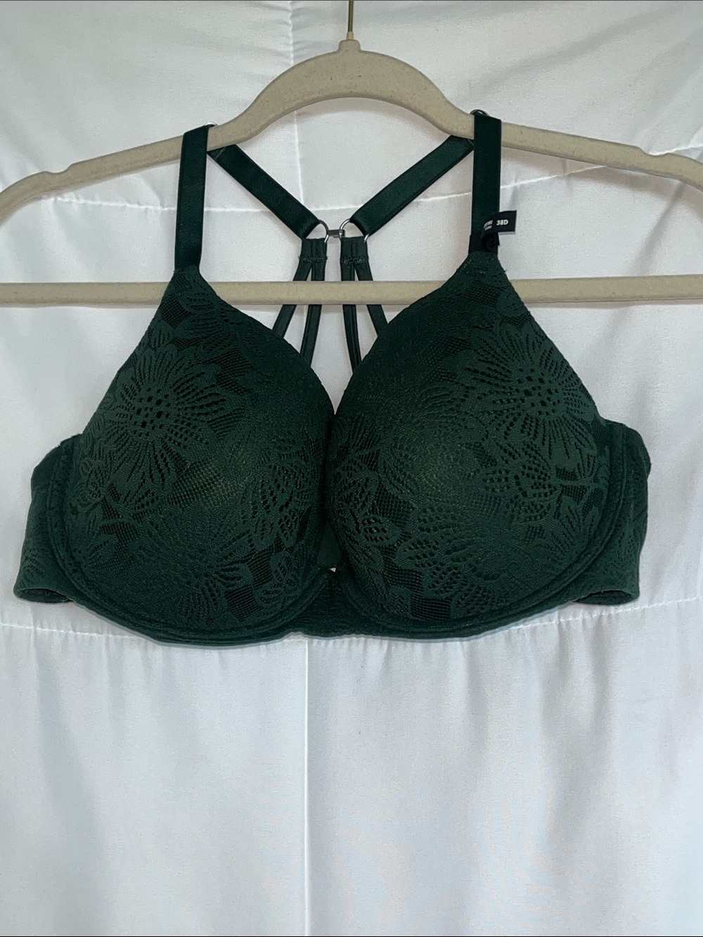 Aerie Sunnis Demi Push Up Bloom Lace Bra in Deep Algae 38D Under Wire